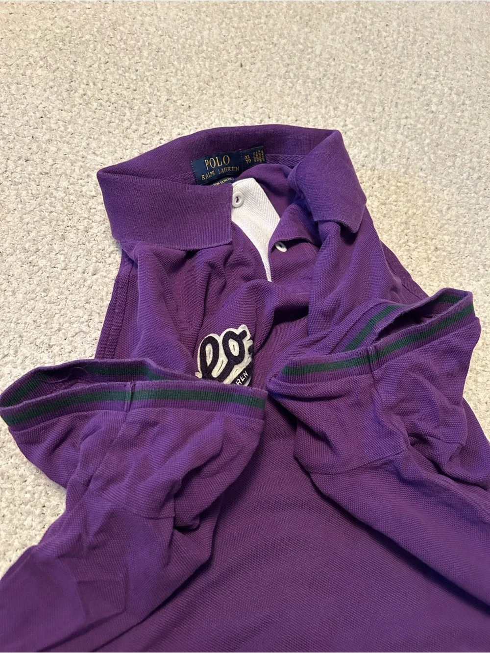 XL Polo Ralph Lauren Custom Slim Fit Big Pony Polo patch Shirt Purple